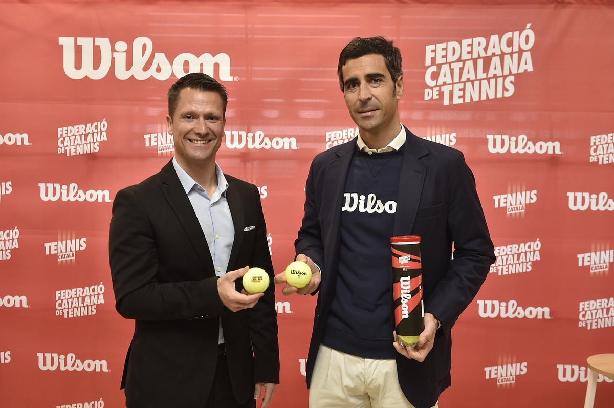 Jordi Tamayo i Nacho Alonso, en l’acte de presentació de l’acord entre l’FCT i Wilson