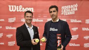 Jordi Tamayo i Nacho Alonso, en l’acte de presentació de l’acord entre l’FCT i Wilson