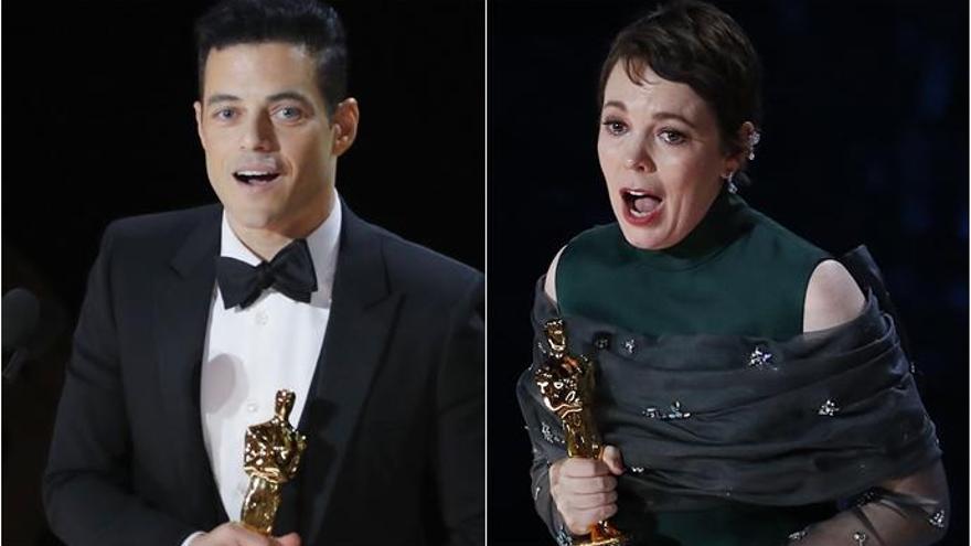 Rami Malek y Olivia Colman recogen sus Oscars.