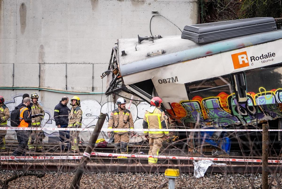 Así ha quedado el tren descarrilado en Gelida tras el accidente