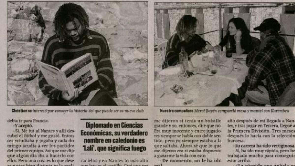 Karembeu, durante la comida con los enviados de SPORT