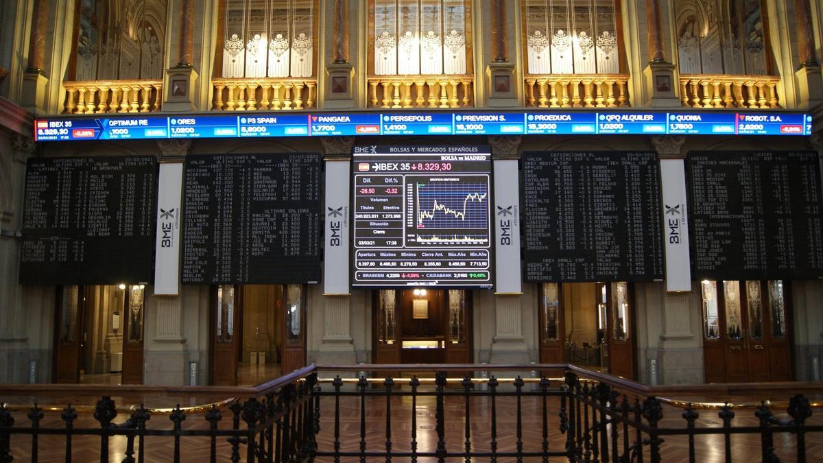 Interior del Palacio de la Bolsa, en Madrid.