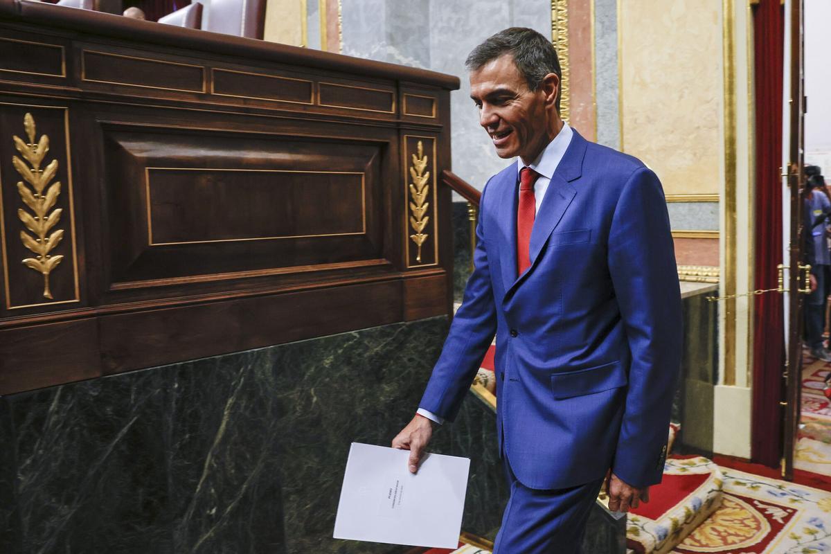 El presidente del Gobierno, Pedro Sánchez, este miércoles en el Congreso.