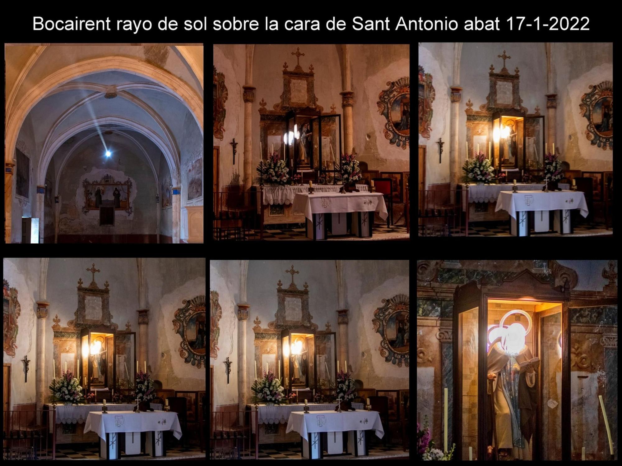 El sol vuelve a iluminar la imagen de Sant Antonio en la ermita de Bocairent