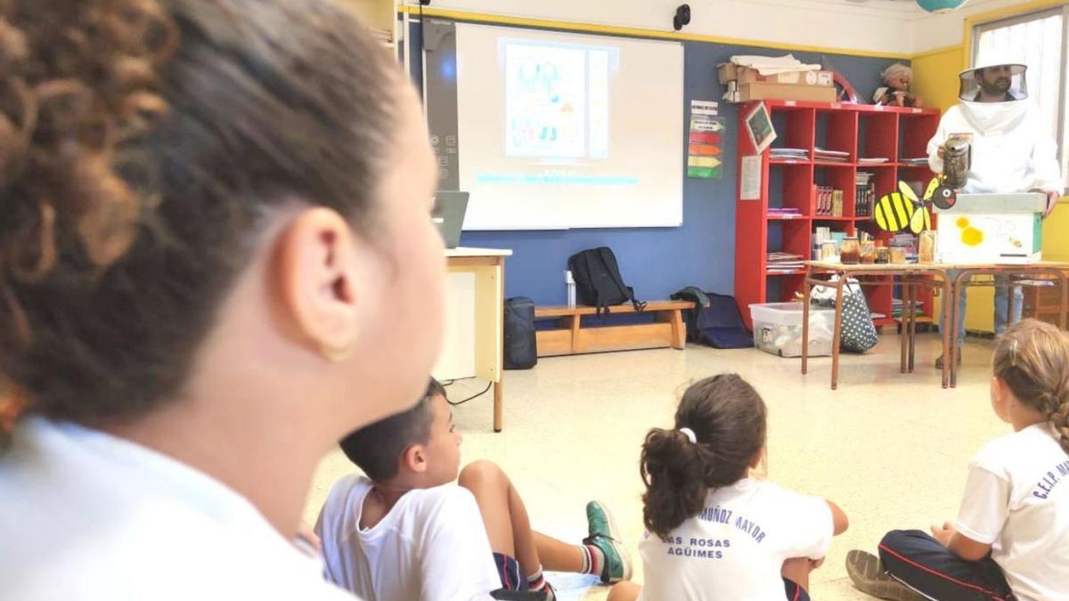 Alumnos y alumnas del CEIP María Muñoz atienden a las explicaciones de Saúl Lago. | | LP/DLP