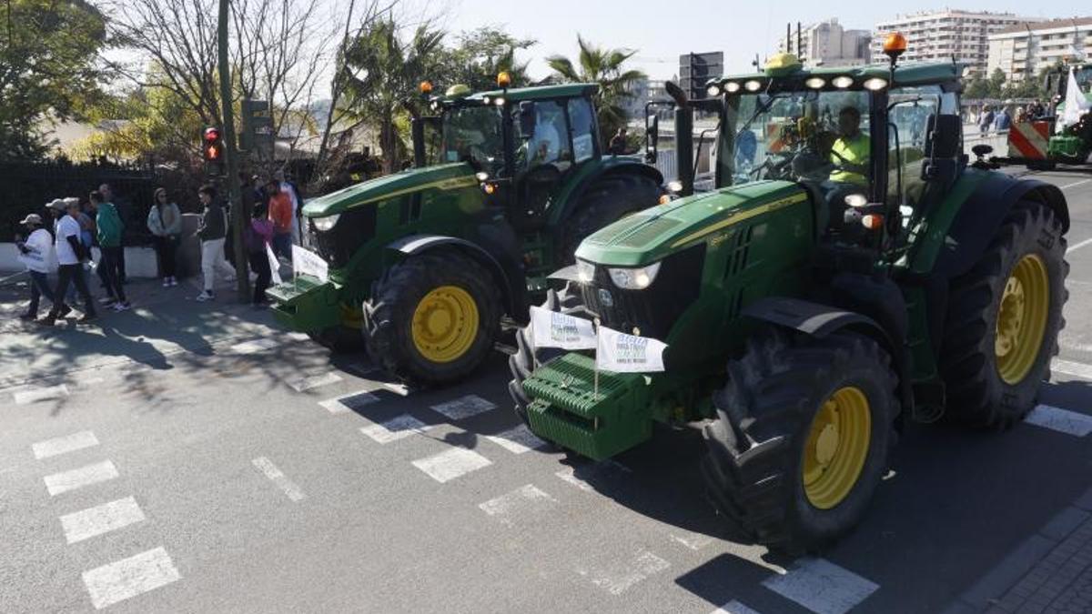Imagen de una manifestación reciente de agricultores por las calles de Sevilla.