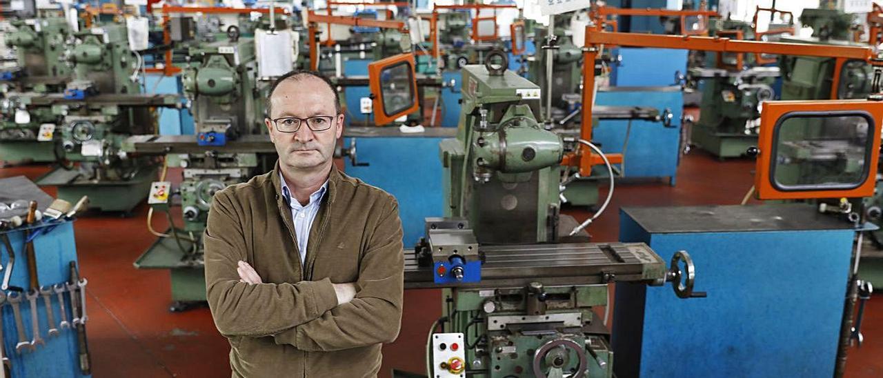 Javier Cueli, en el CIFP La Laboral, en Gijón. | Marcos León