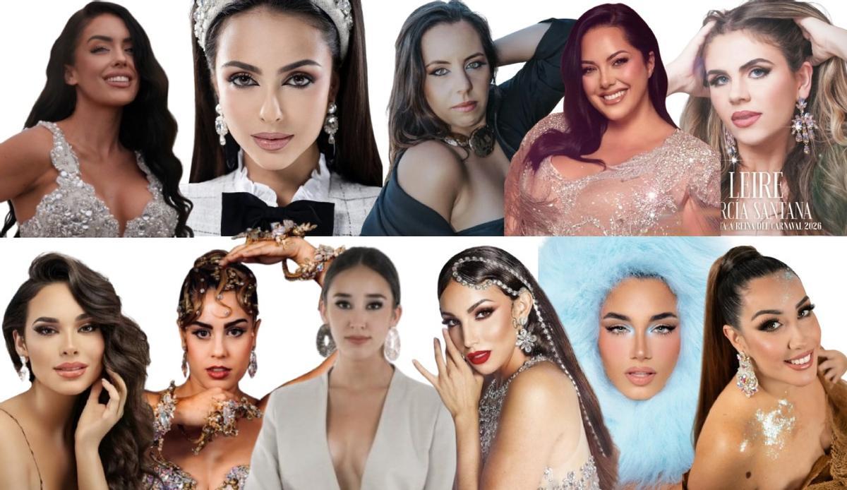 Once jóvenes aspiran a convertirse en la reina adulta del Carnaval de Santa Cruz de Tenerife 2026.