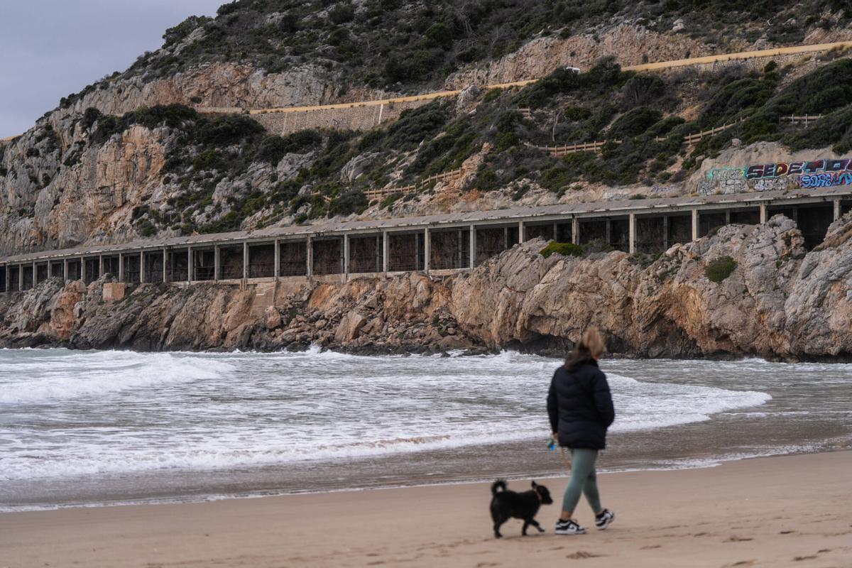 Sitges. 29/01/2026 Política. Retrato de Aurora Carbonell i Abella, alcaldesa de Sitges, en el marco de una entrevista sobre el servicio de Rodalies, fotografiada en la cala Ginesta, frente al túnel de las vías del tren que discurren junto al mar. Foto: Zowy Voeten / El Periódico