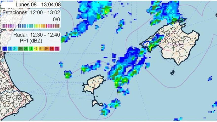 Regenradar von Montagmittag.