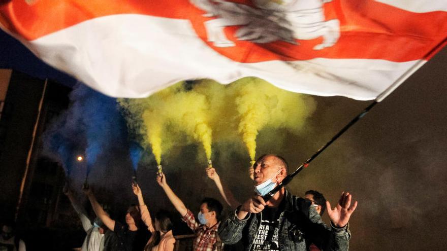 Un imagen de las protestas contra el Gobierno de Lukashenko