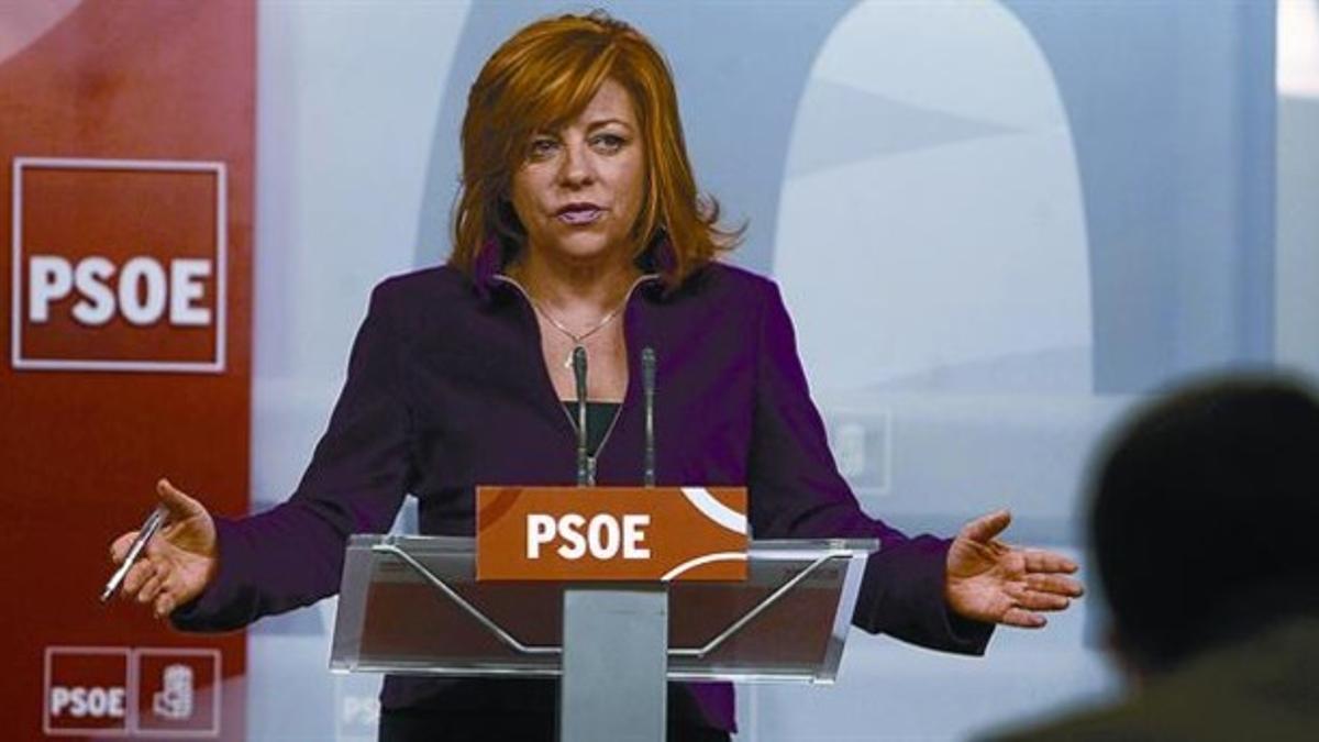 Valenciano, ayer, durante su comparecencia en la sede central del PSOE.