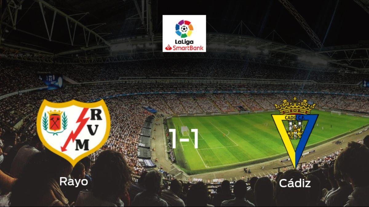 El Rayo Vallecano y el Cádiz empatan a uno en el Estadio de Vallecas