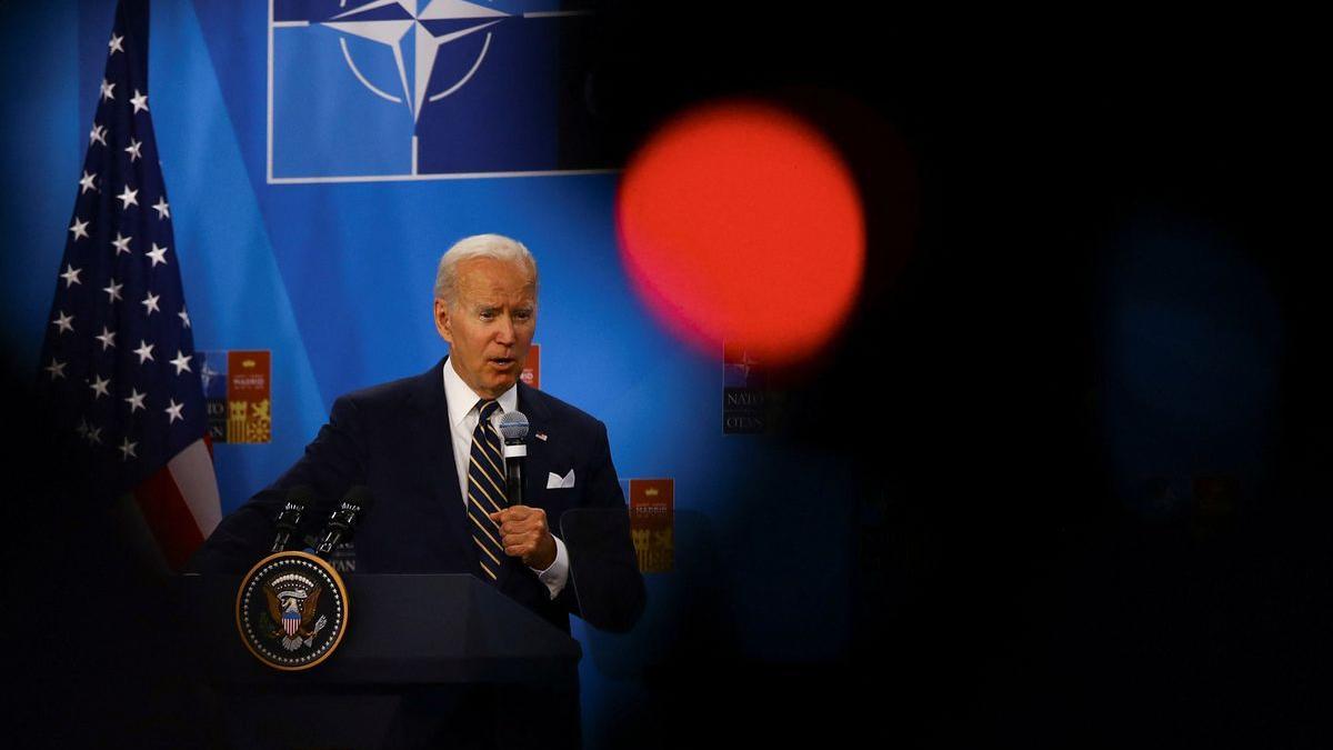 Madrid, 30 de junio de 2022.- el presidente de Estados Unidos, Joe Biden, habla en la cumbre de la OTAN en Madrid.