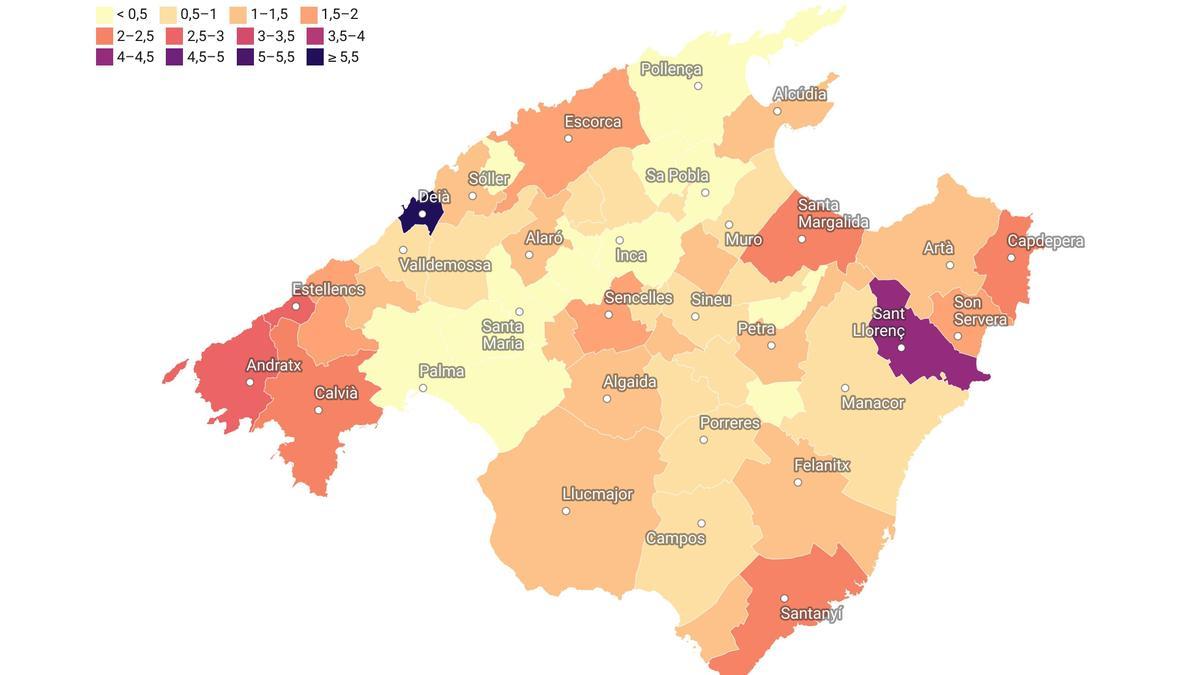 Deutsche Wahlberechtigte bei den Gemeindewahlen 2023 auf Mallorca (in Prozent der Wahlberechtigten)