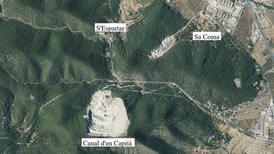 Ubicación de las canteras de Canal d’en Capità y s’Espartar que se explotan como una unidad. | IDEIB