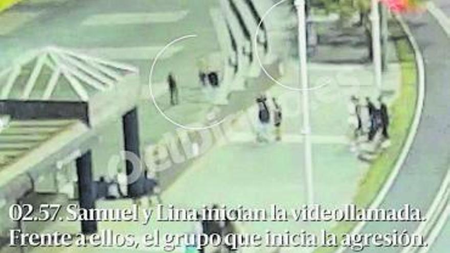 Secuencia de la grabación de la agresión a Samuel Luiz, realizada por cámaras policiales y publicadas ayer por elDiario.es. |   // ELDIARIO.ES