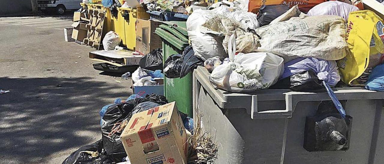 Contenedores de orgÃ¡nicos y para reciclaje en una plaza de Manacor.