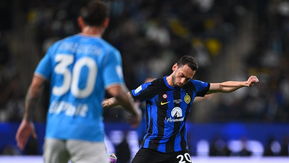 Imagen del choque entre el Inter y el Nápoles en Riad