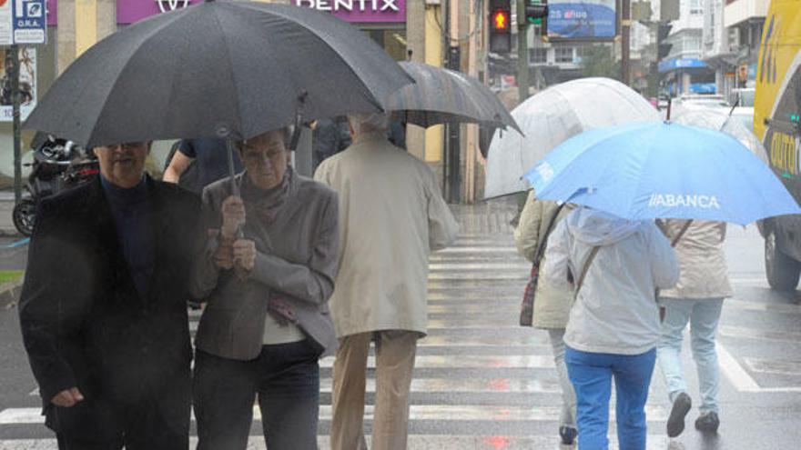 Una calle de A Coruña un día de lluvia.