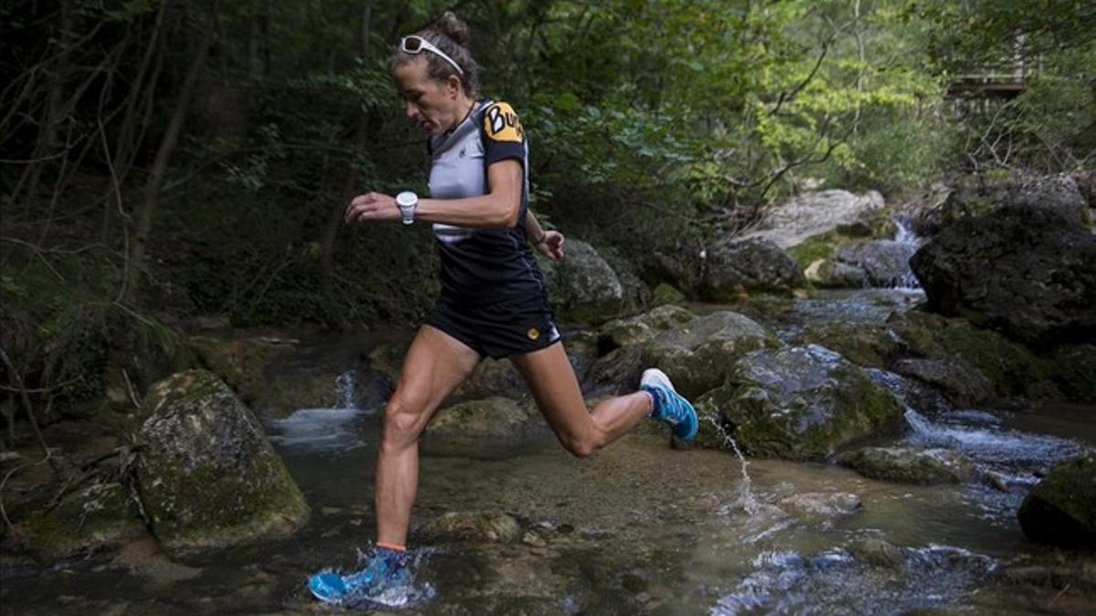 Núria Picas, entrenando en la zona de la Font Negra de Berga.