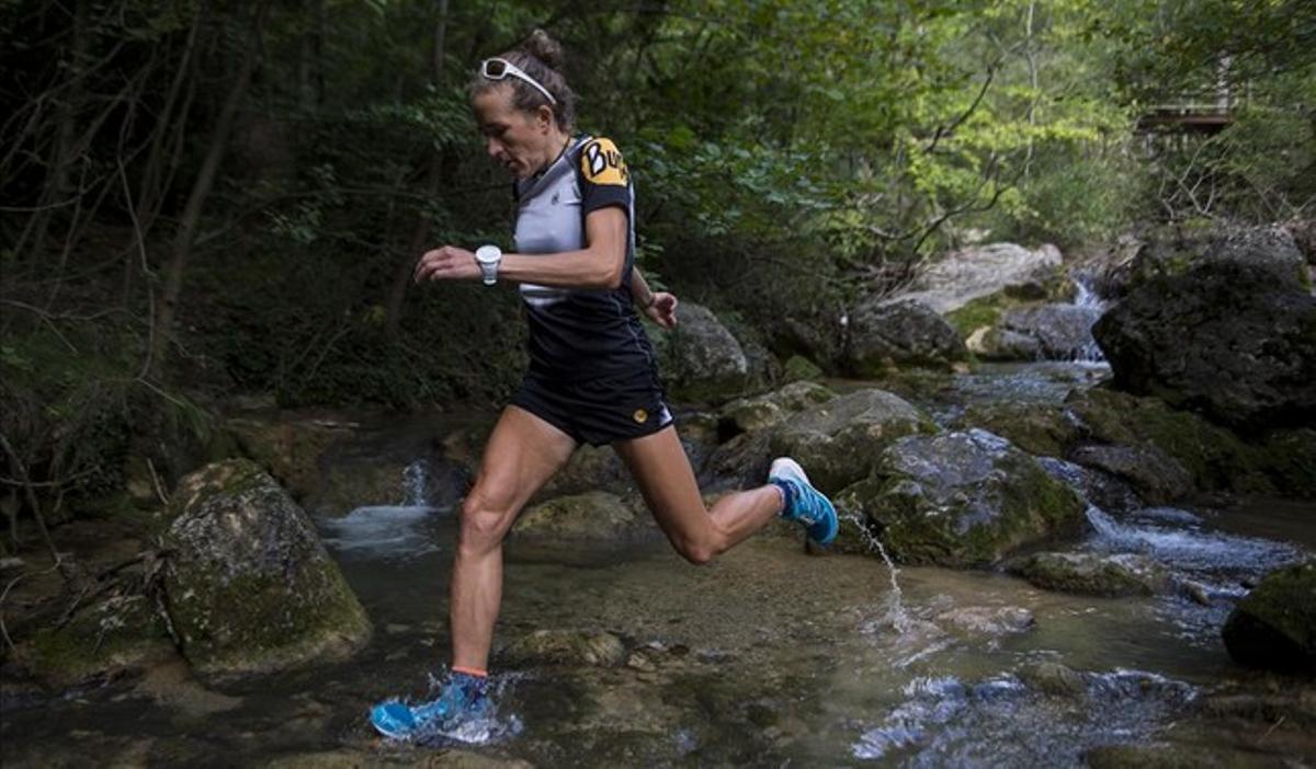 Núria Picas, a la zona de la Font Negra de Berga on s’entrena.