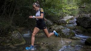 Núria Picas, entrenando en la zona de la Font Negra de Berga.