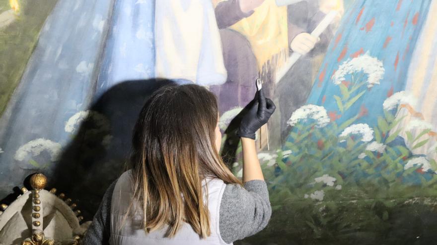 Així ha estat la restauració de les pintures de les avantsales i del Cambril de la Mare de Déu de Montserrat