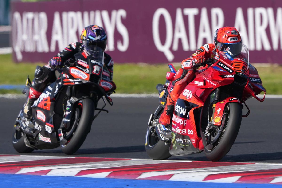 Marc Márquez y Jorge Martín el pasado curso, en Misano