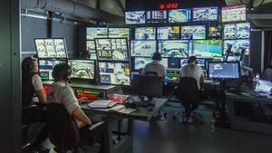 Imagen del centro de control audiovisual del GP de España de F-1, en el circuito de Montmeló.