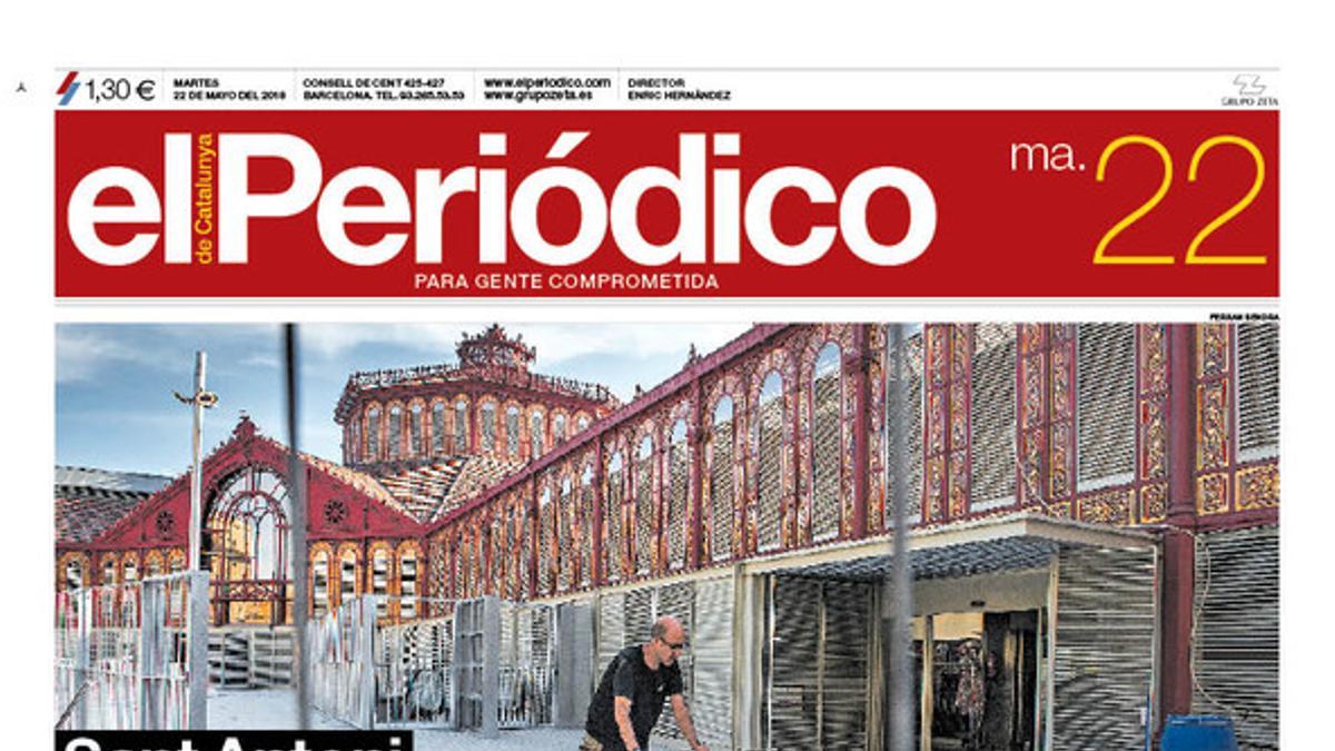 La portada de EL PERIÓDICO del 22 de mayo del 2018