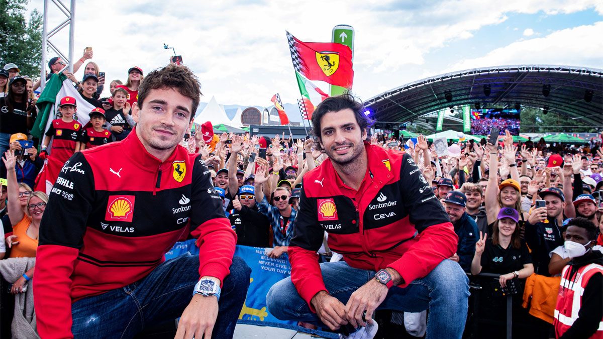 Leclerc y Sainz, este sábado con los tifosi de Ferrari en el Red Bull Ring de Austria