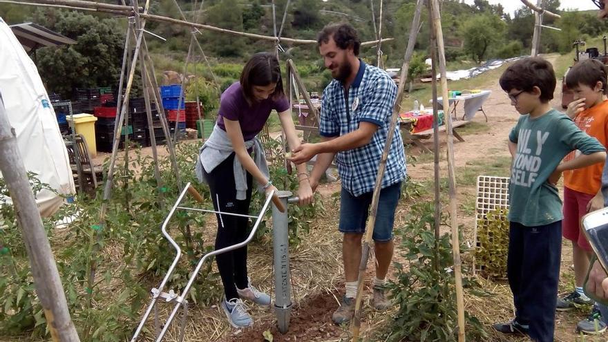 Visitants en una de les explotacions participants