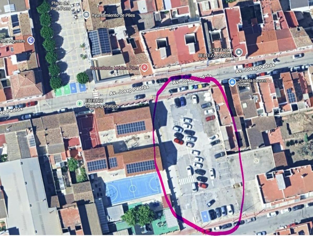 La zona del centro de Piles donde se construirá el espacio para aventos