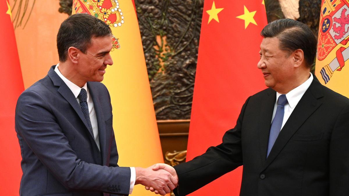 31/03/2023 Pedro Sánchez con Xi Jimping durante su primer viaje a China.