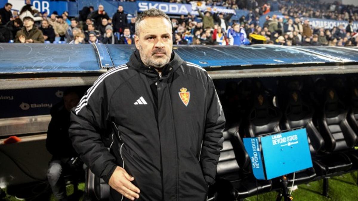 David Navarro, en La Romareda en el partido que dirigió contra el Racing de Ferrol.