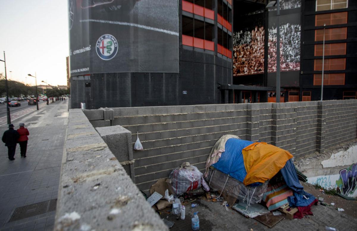 Chabolas junto a Mestalla