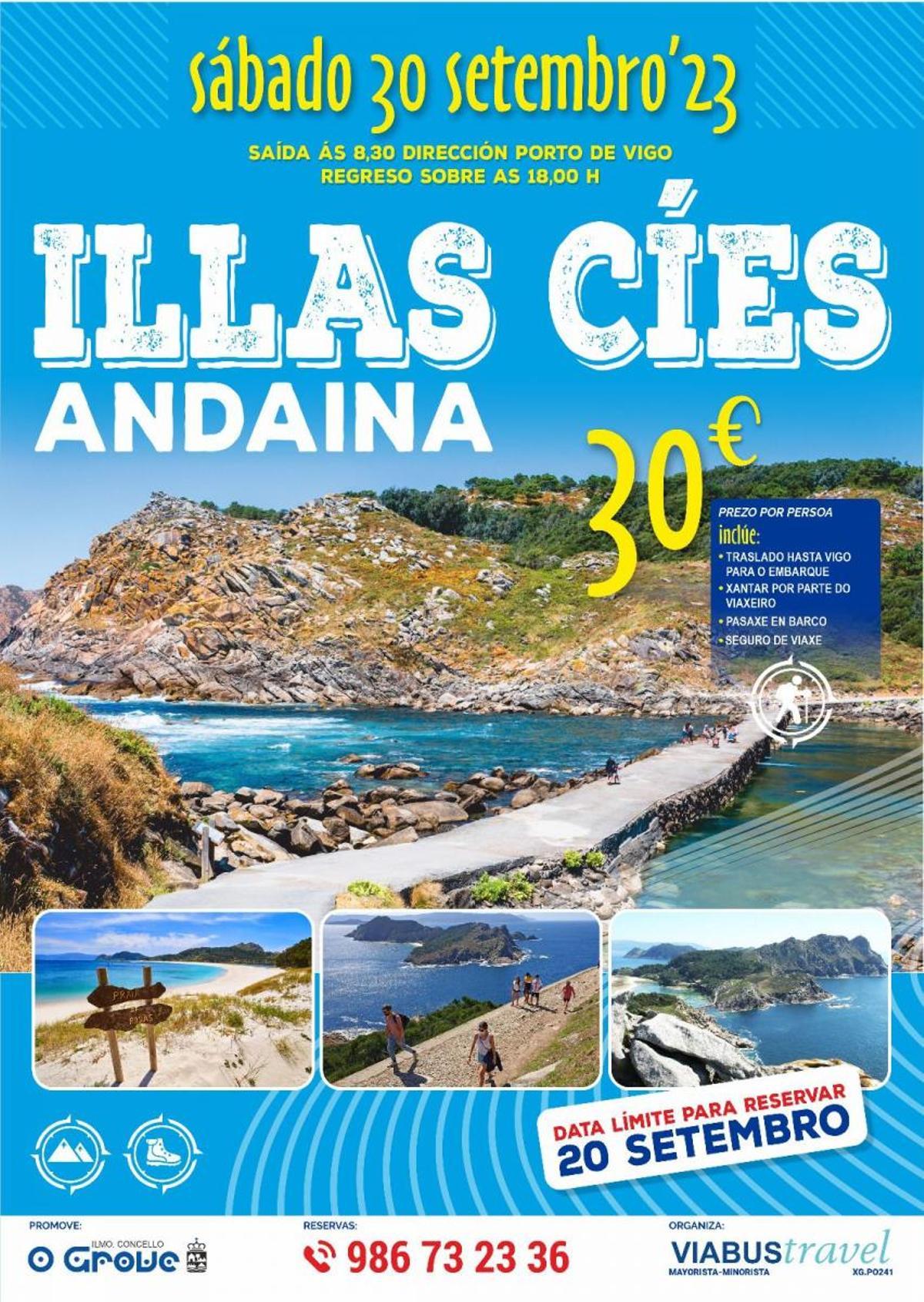 El cartel de la ruta por las islas Cíes.