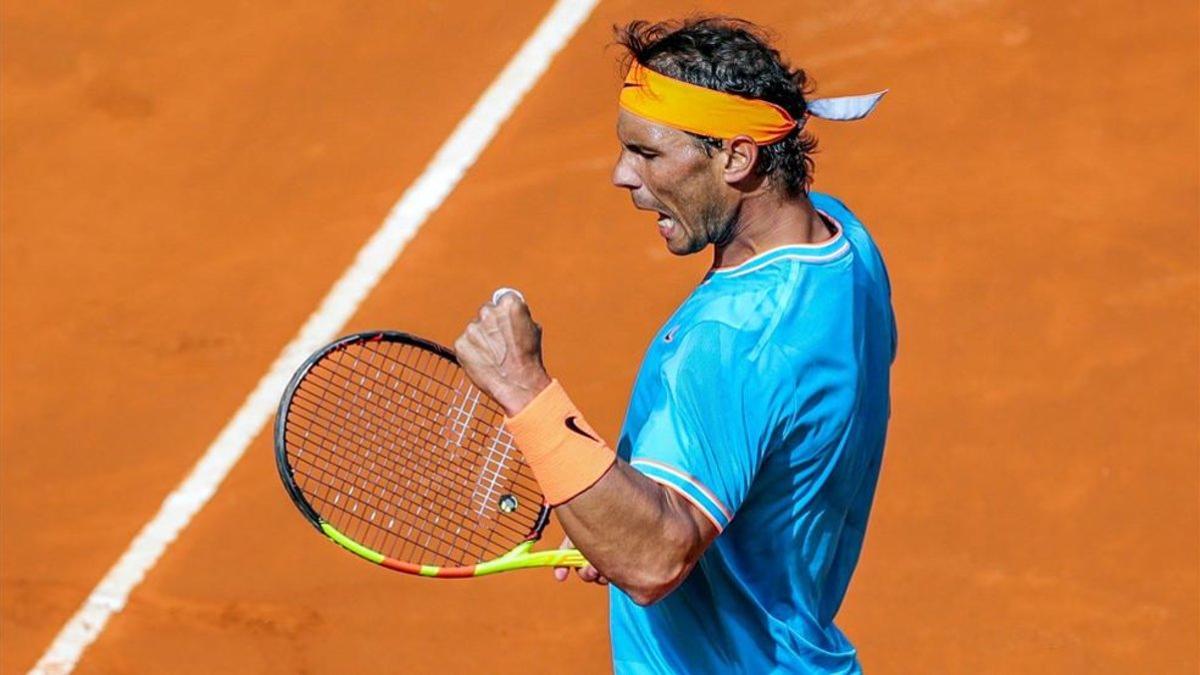 Nadal celebra un punto durante el partido