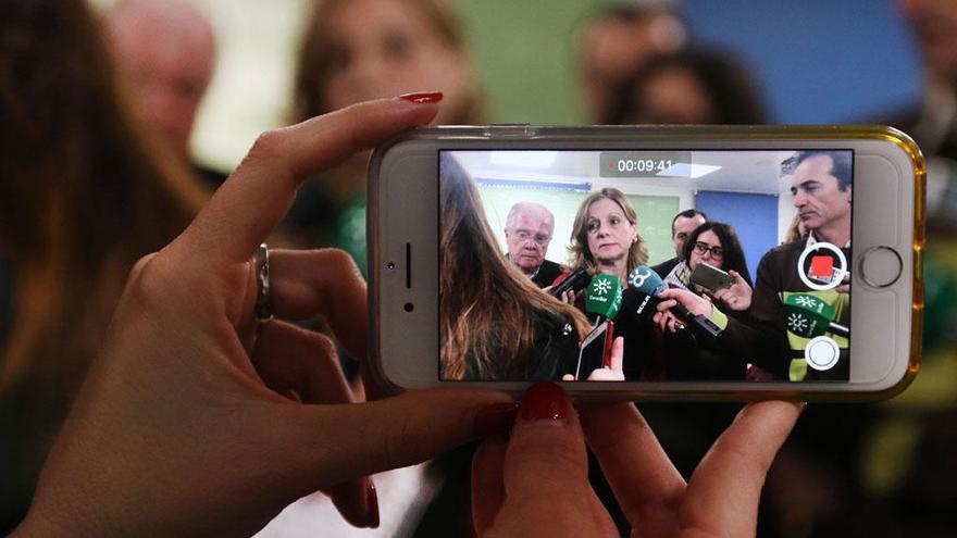 La consejera de Salud, ante los medios.