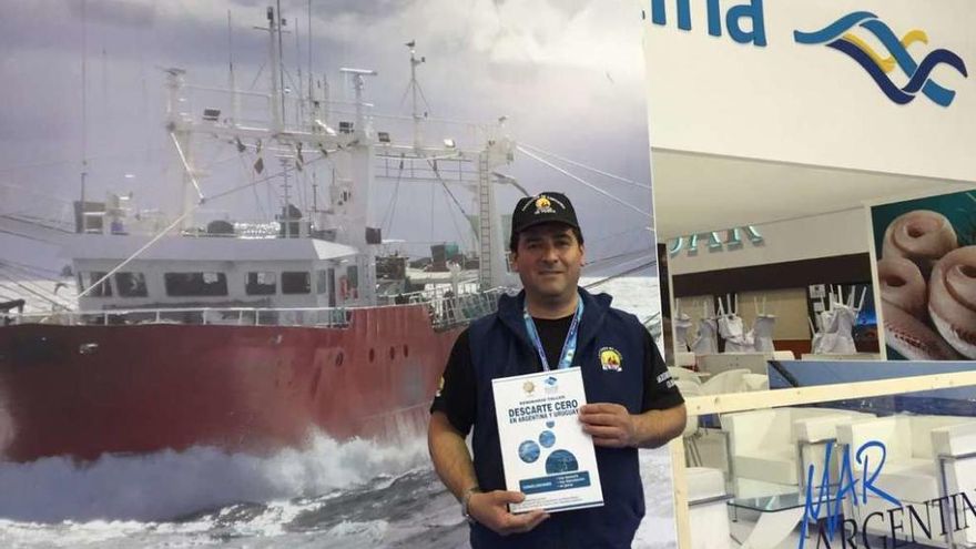 Jorge Frías, líder del mayor sindicato pesquero de Argentina, ayer en Conxemar. // L.G.