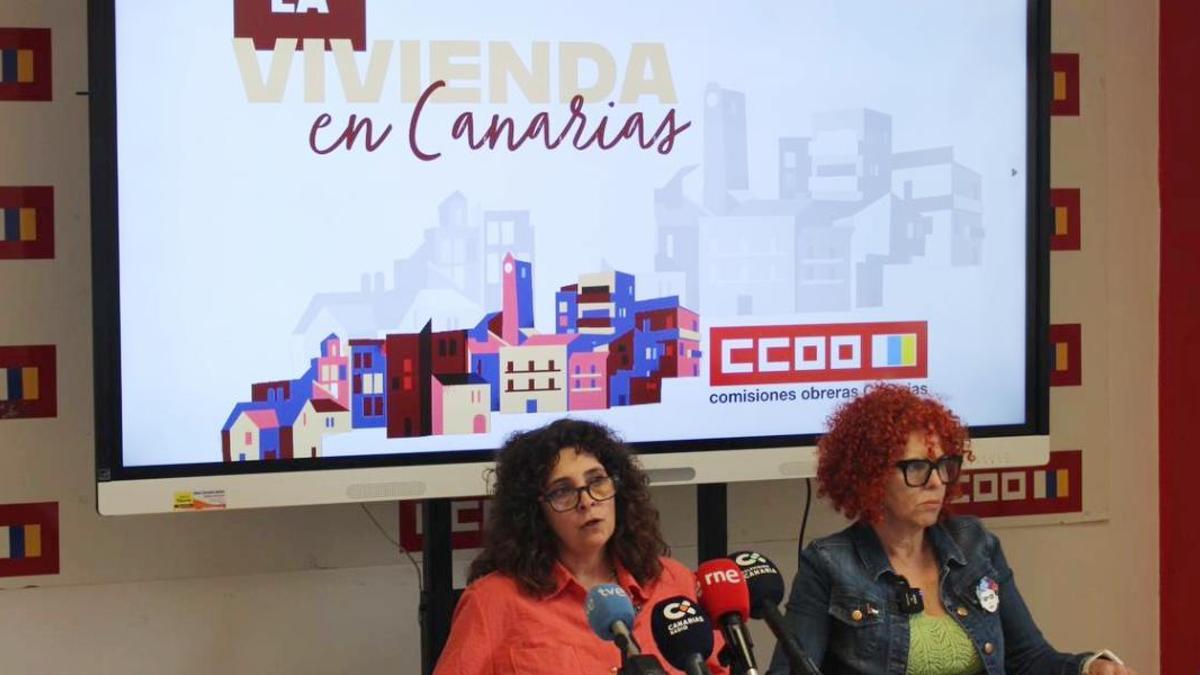 María José Betancort y Esther Ortega, dirigentes de CCOO.
