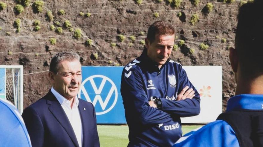 Paulino Rivero, quien acompañó a Ramis en el último entrenamiento del curso, este miércoles en El Mundialito.