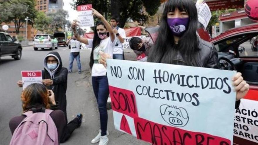 Protesta por las masacres en Colombia.