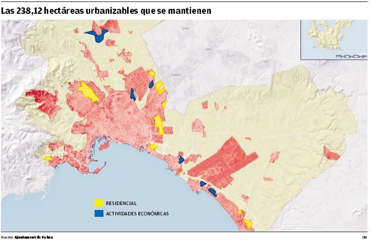 Las 238,12 hectáreas urbanizables que se mantienen