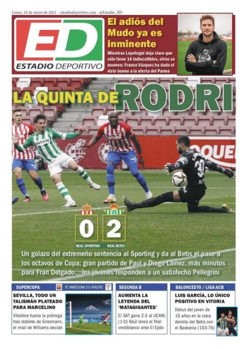 Portada ESTADIO DEPORTIVO lunes 18 enero 2021