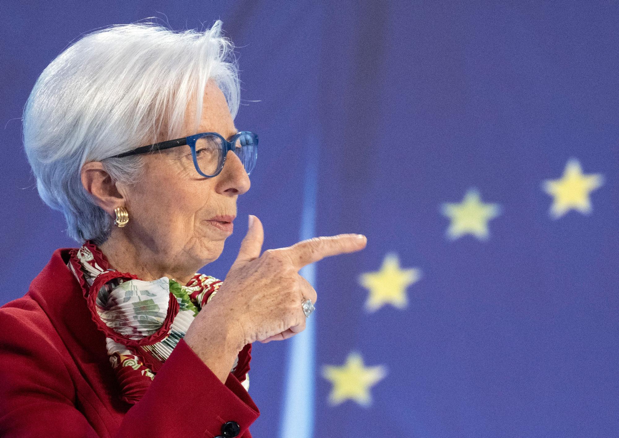 16 March 2023, Hesse, Frankfurt_Main: Christine Lagarde, President of the European Central Bank (ECB) speaks at a press conference on the Bank's current Governing Council meeting. Photo: Boris Roessler/dpa