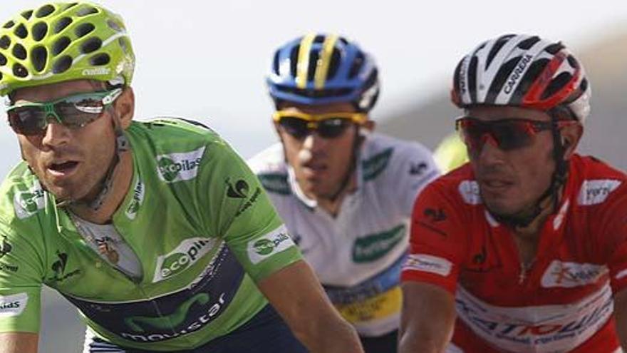 Valverde, Contador y &#039;Purito&#039;, en la Vuelta.