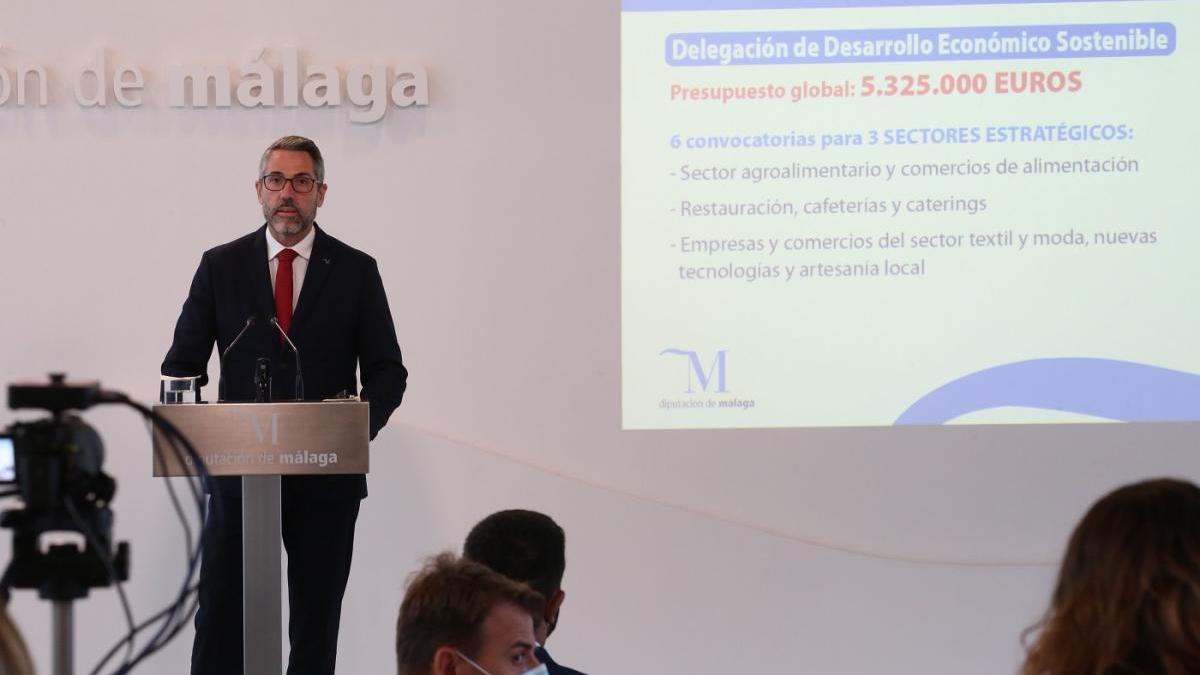 El vicepresidente de la Diputación, Juan Carlos Maldonado, durante la presentación de las ayudas.