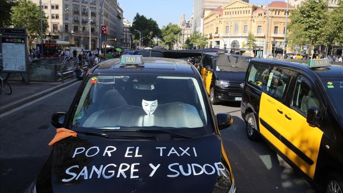 Huelga de taxis en Barcelona el pasado mes de julio.